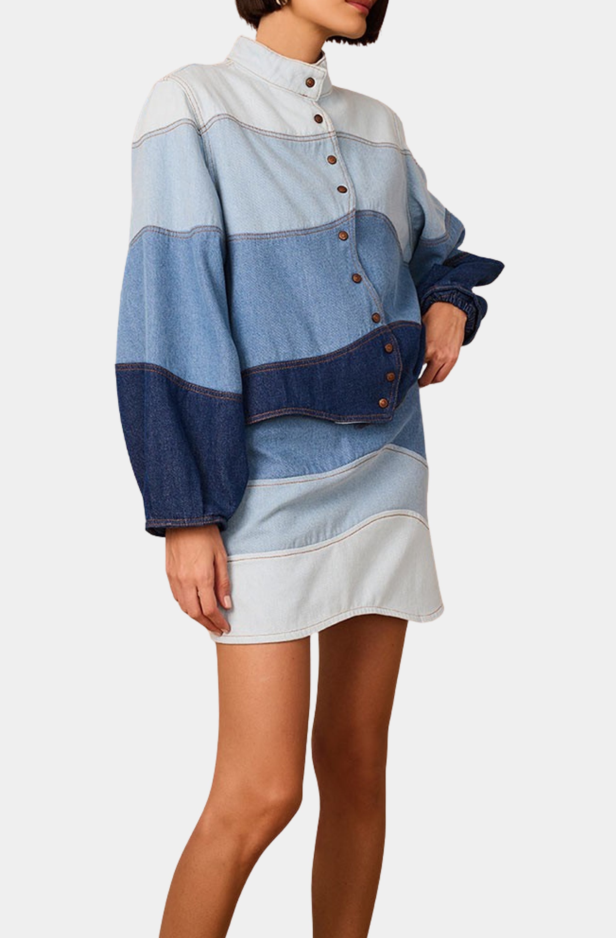 Denim Waves Mini Skirt