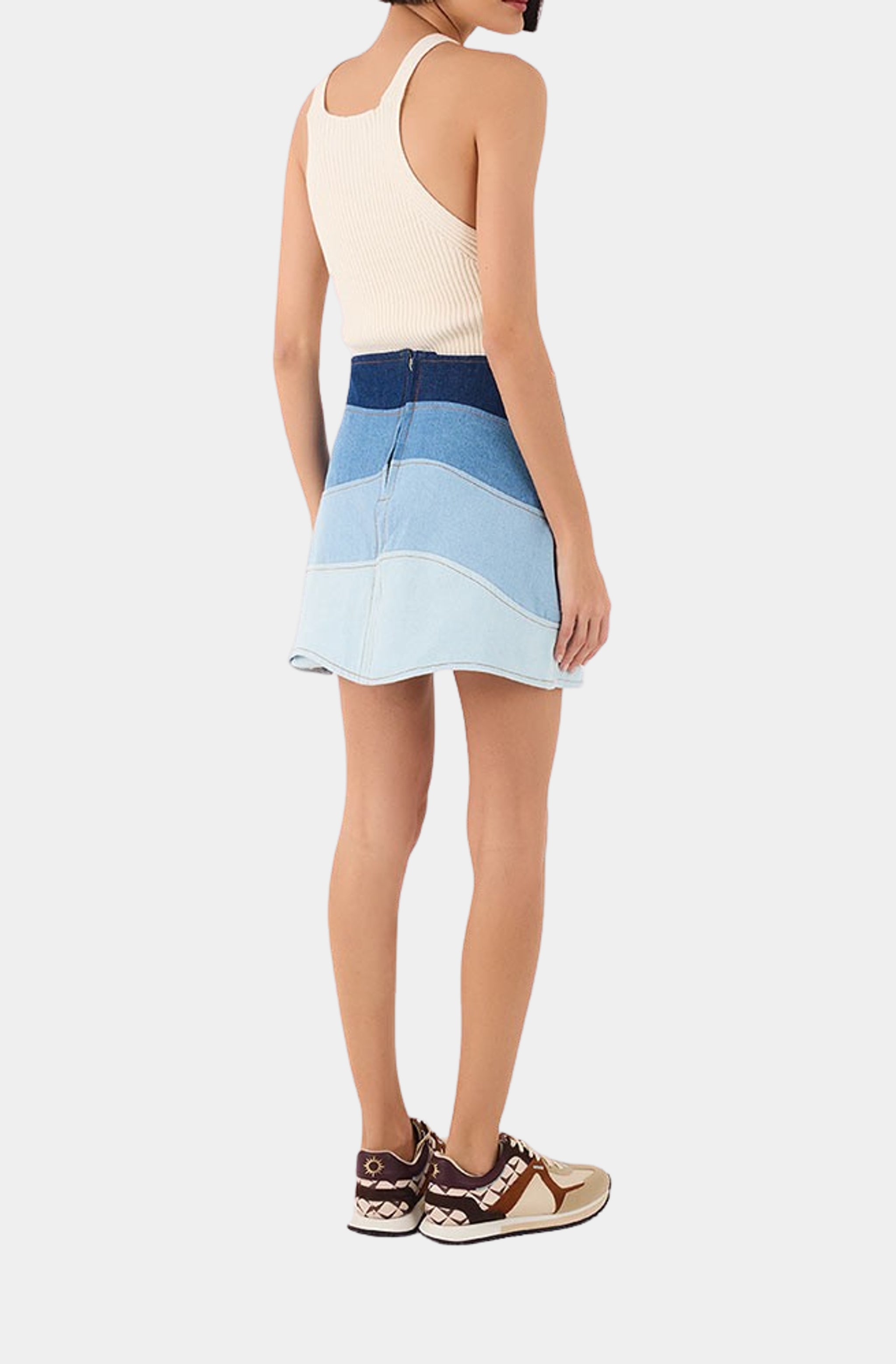 Denim Waves Mini Skirt
