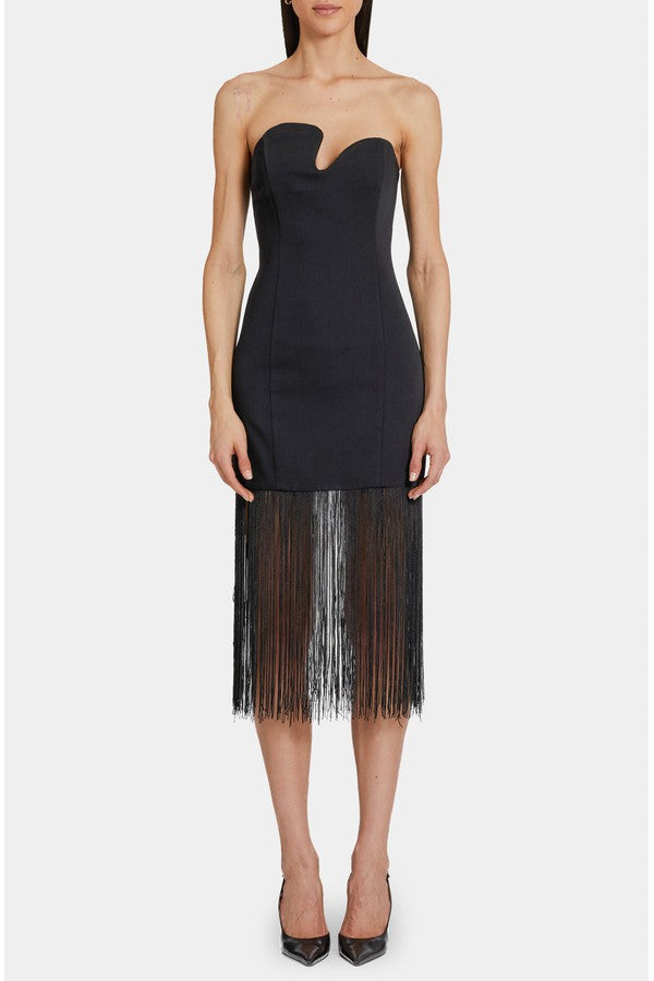 Strapless Puzzle Dress with Fringe