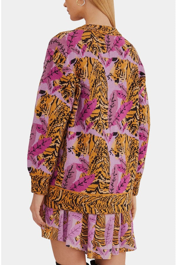 Tiger Leaves Knit Cardigan