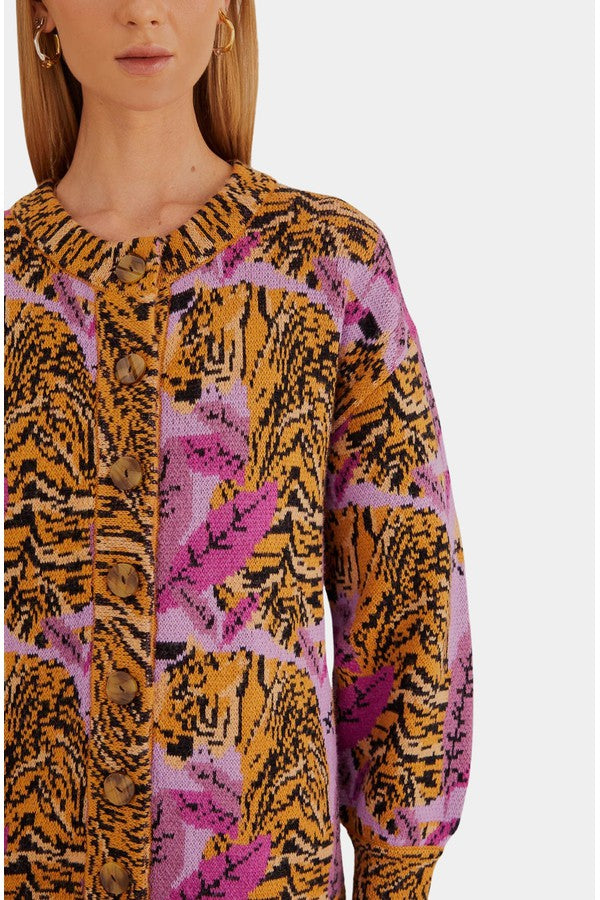 Tiger Leaves Knit Cardigan
