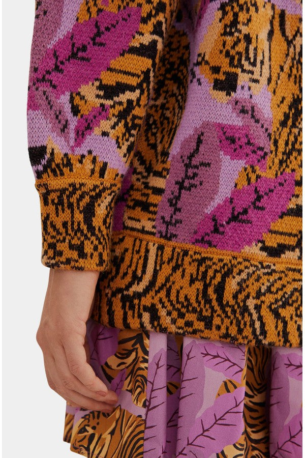 Tiger Leaves Knit Cardigan