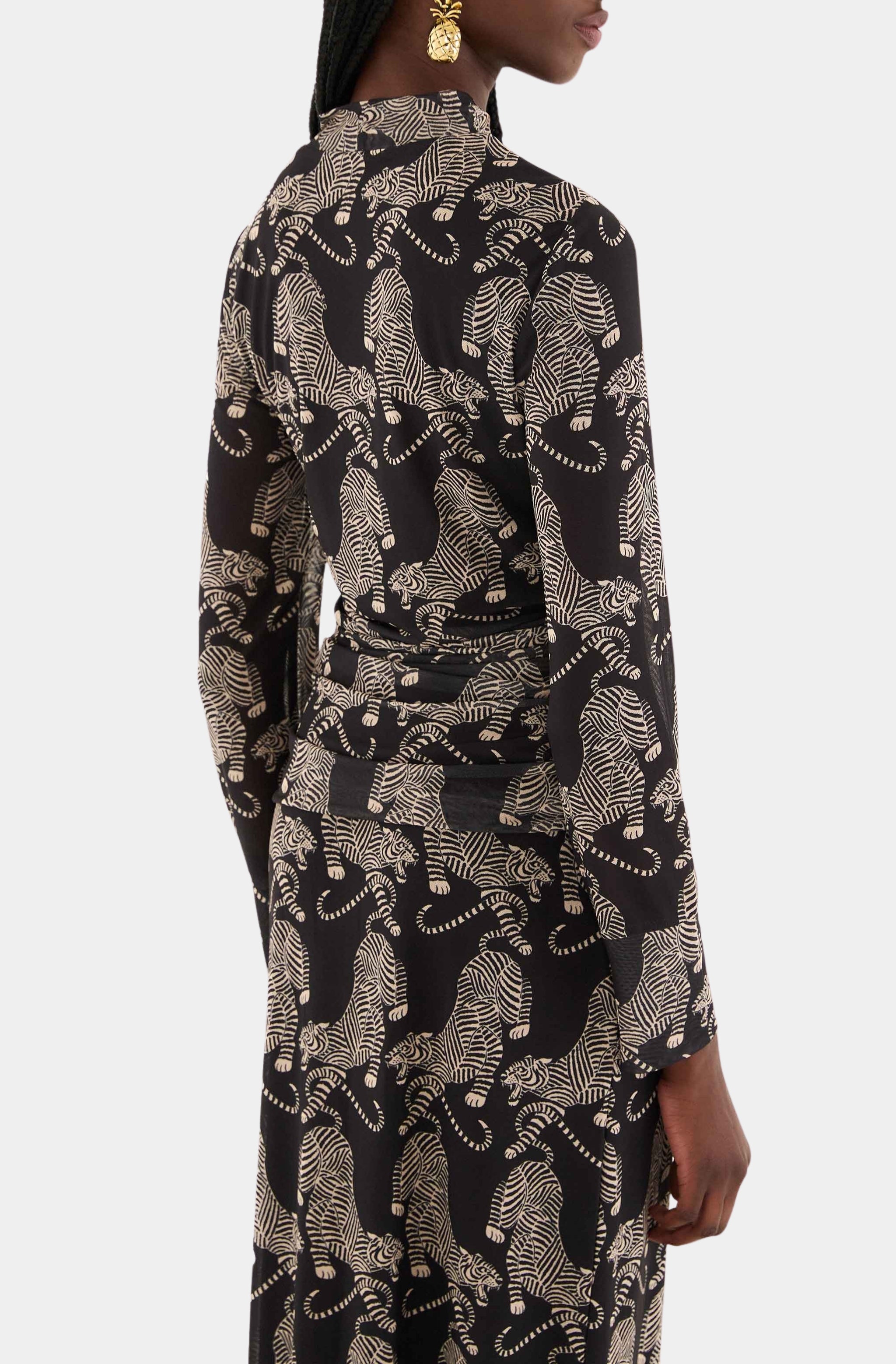 Striped Tigers Black Tulle Blouse