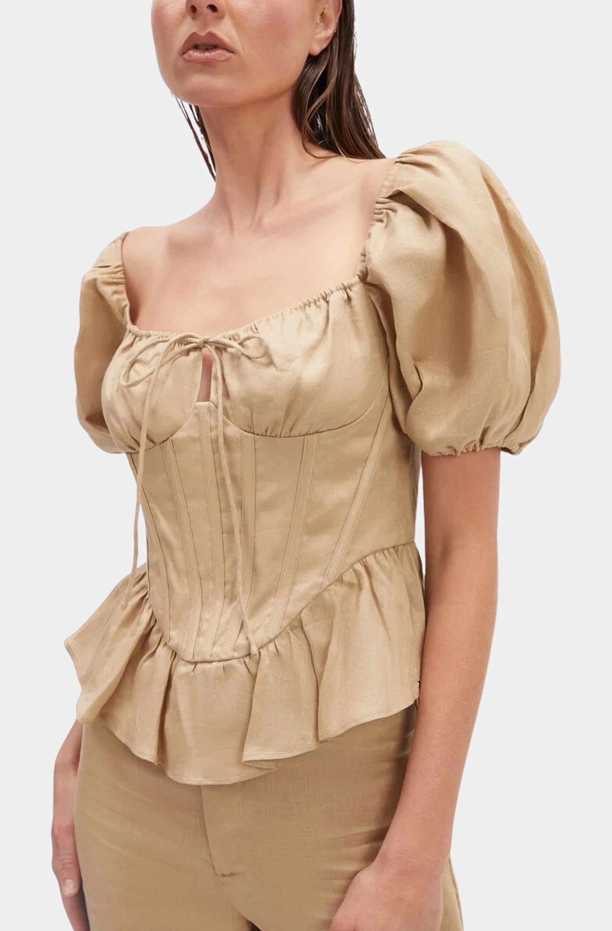Esra Puff Sleeve Corset Top