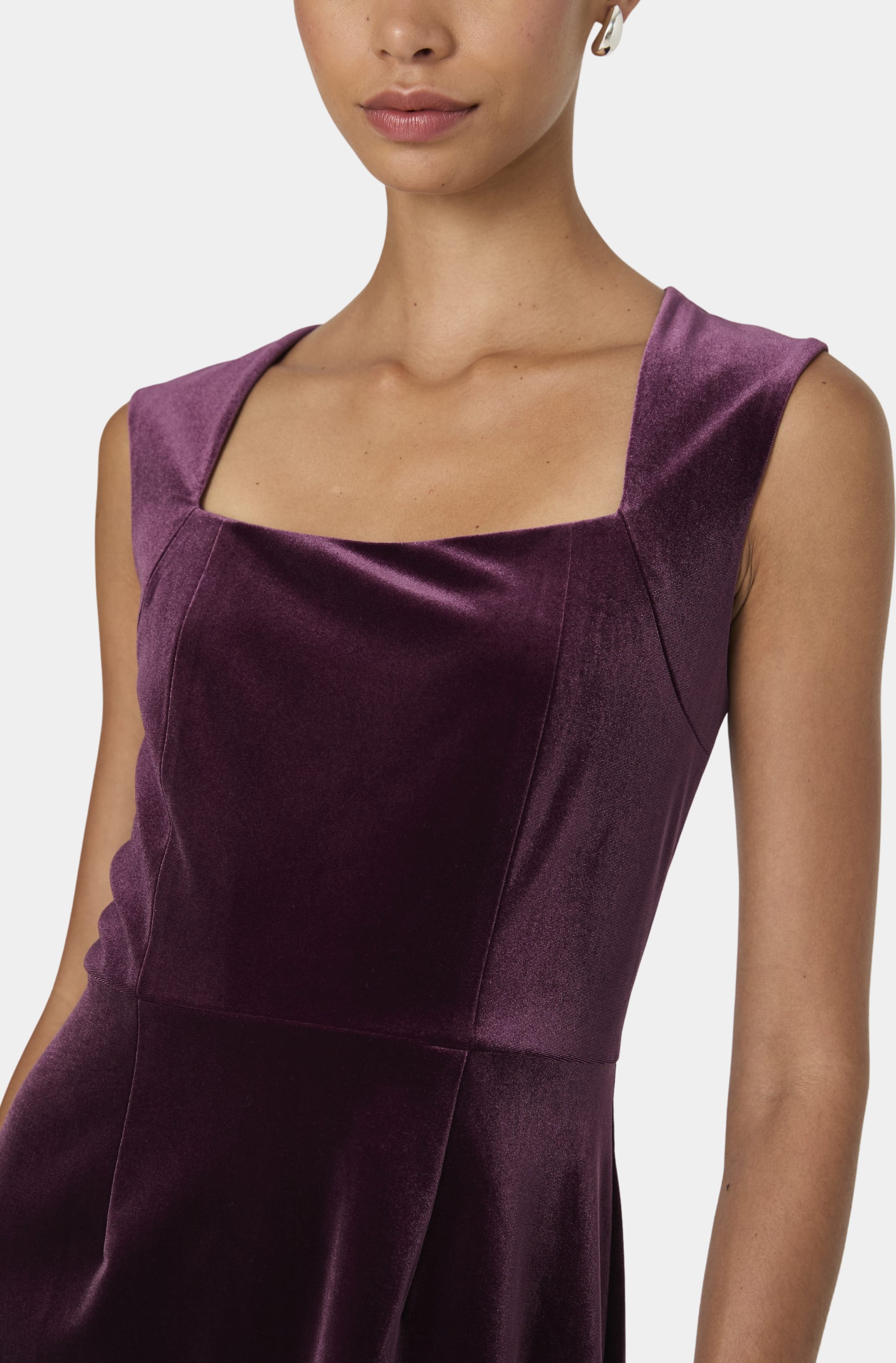 Stretch Velvet Square Neck Dress