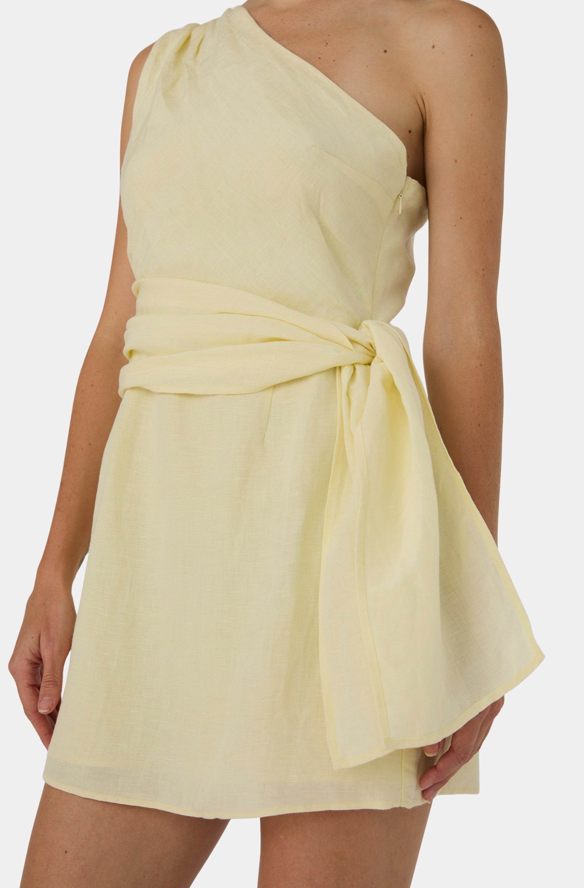 Birdie Linen Shoulder Tie Dress Hemline Rice Village Birdie Linen Shoulder Tie Dress Hemline Rice Village