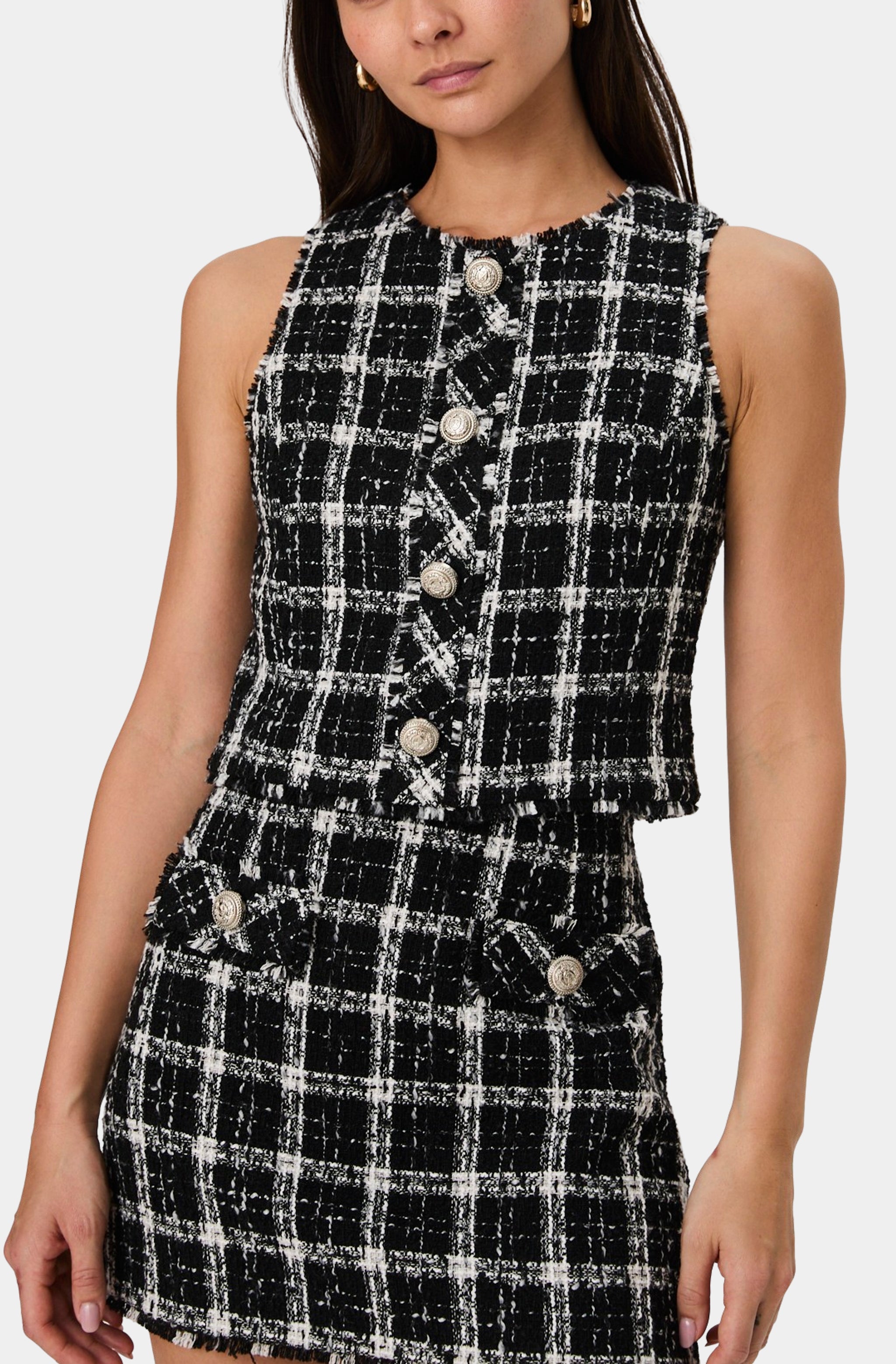 Windowpane Tweed Crop Top