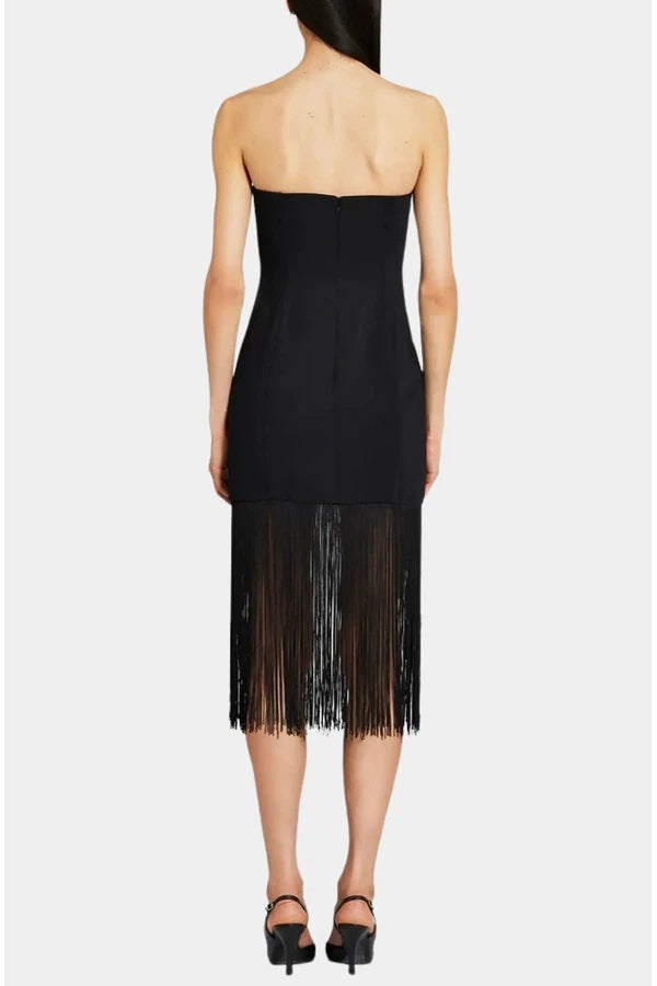 Strapless Puzzle Dress with Fringe