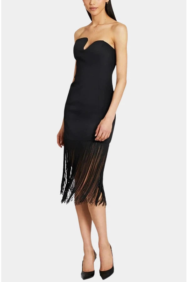 Strapless Puzzle Dress with Fringe