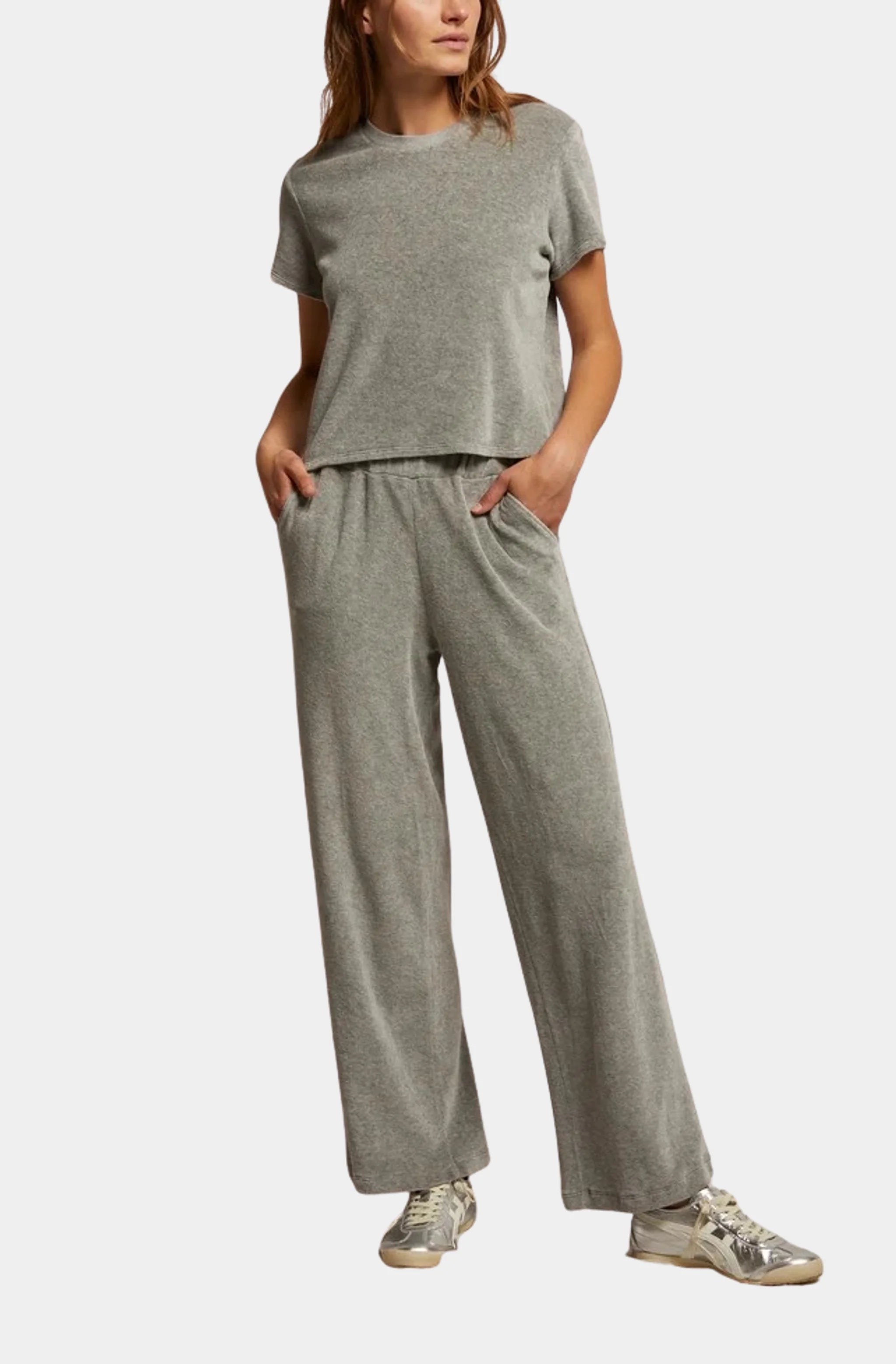 Velour Wide Leg Sweat Pant