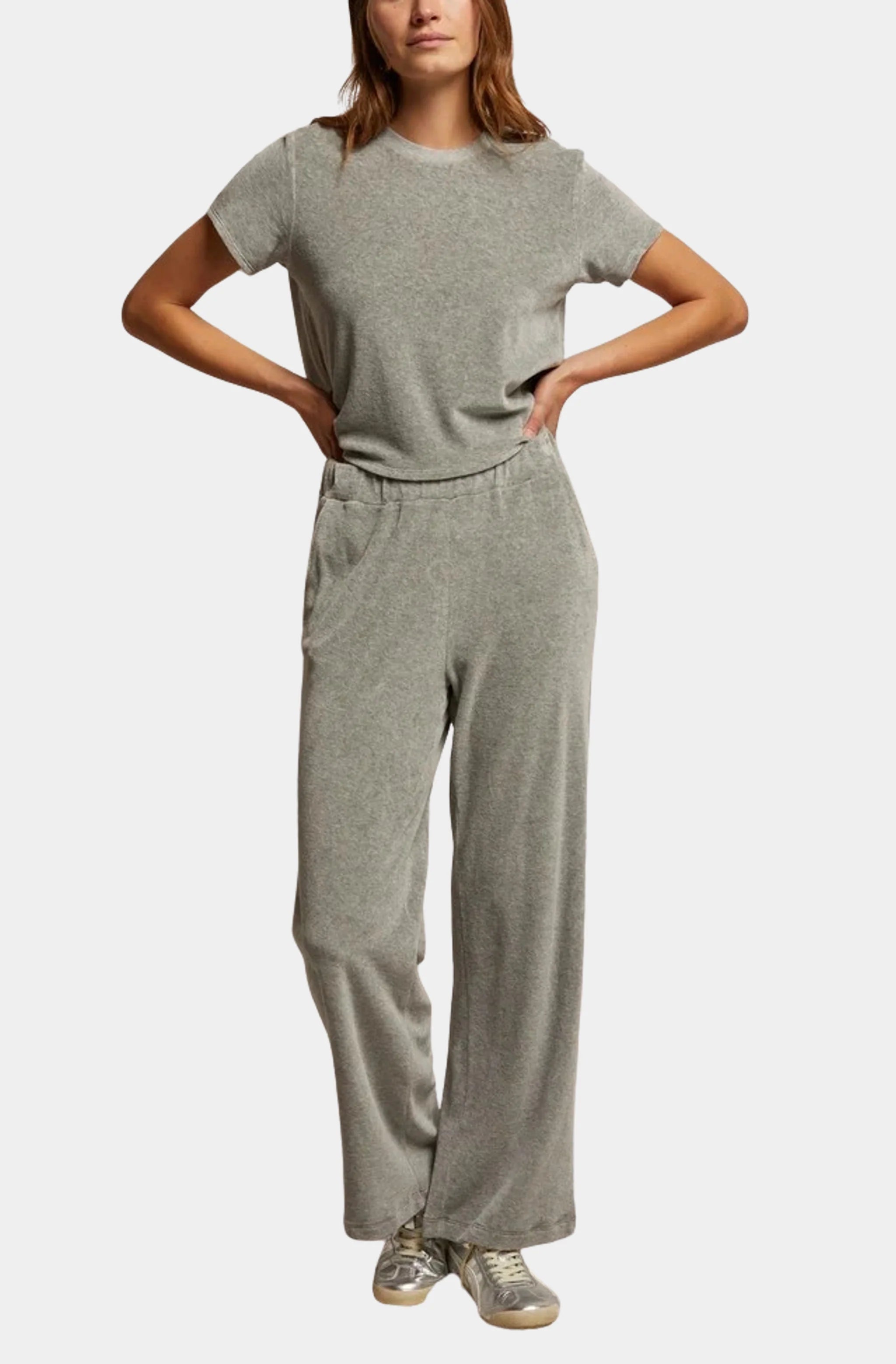 Velour Wide Leg Sweat Pant