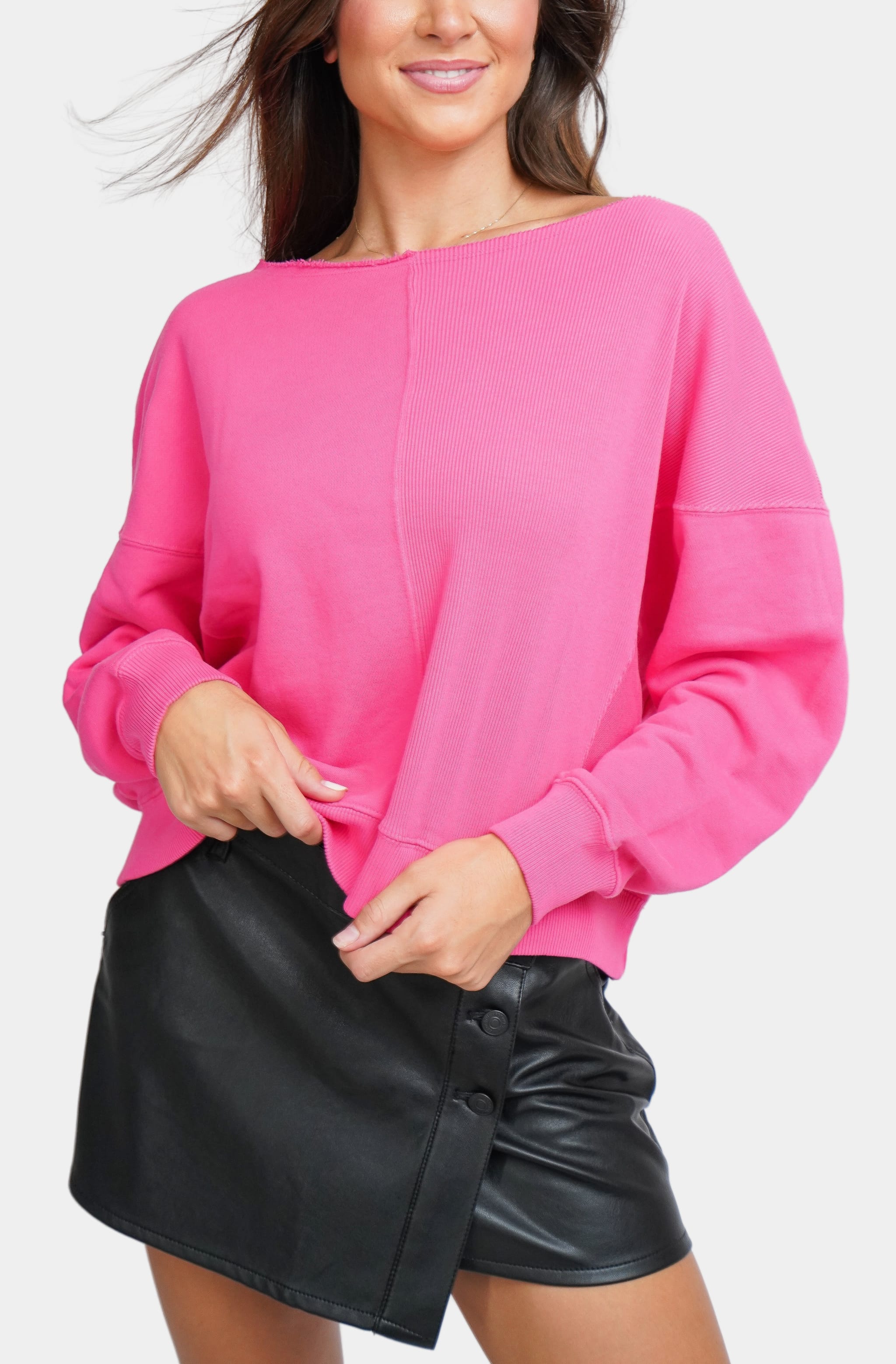 Rib Mix Boatneck Sweatshirt