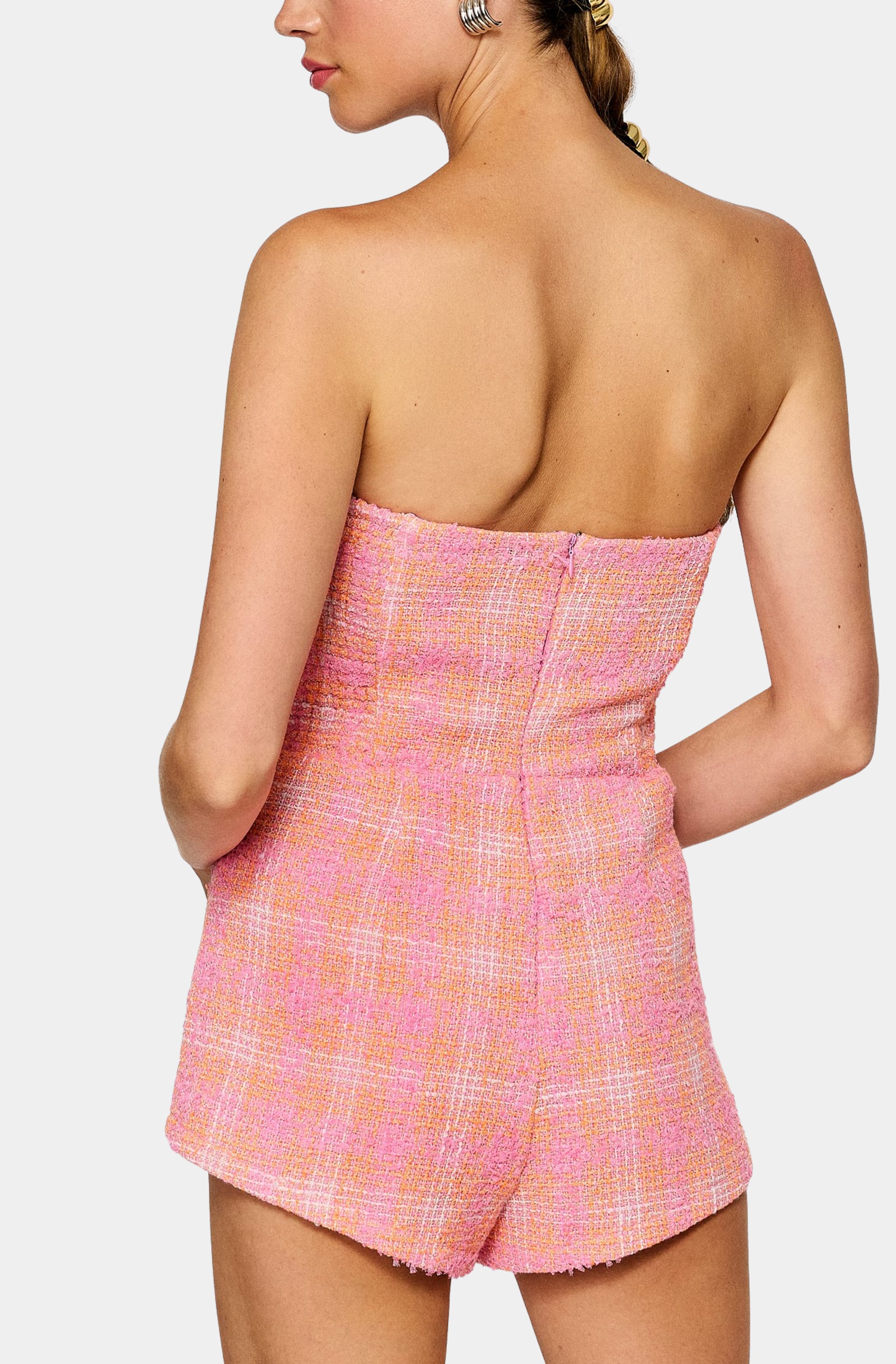 Leeza Strapless Tweed Romper