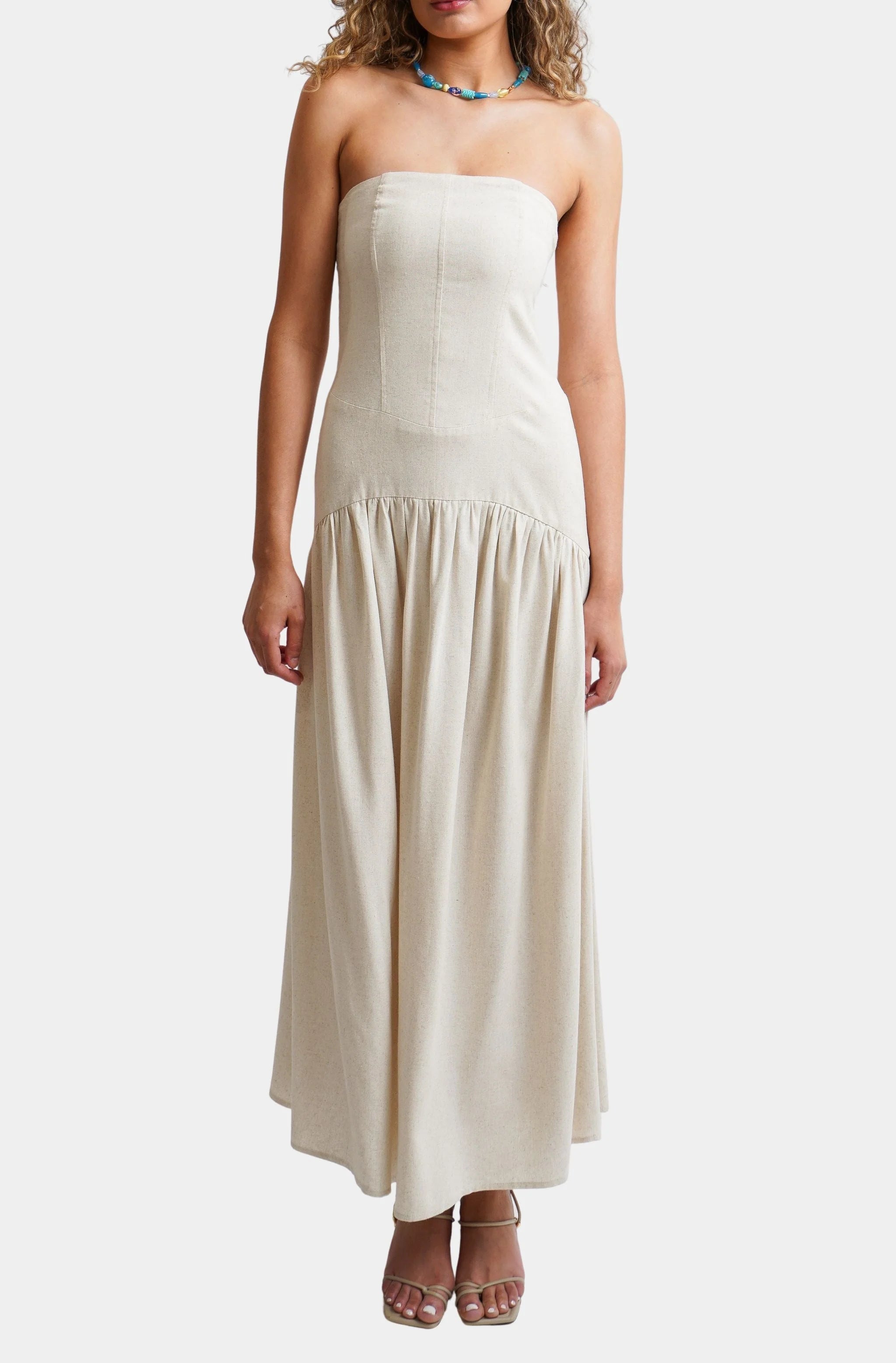 Maxi Strapless Dress Beige / M Maxi Strapless Dress Beige / M