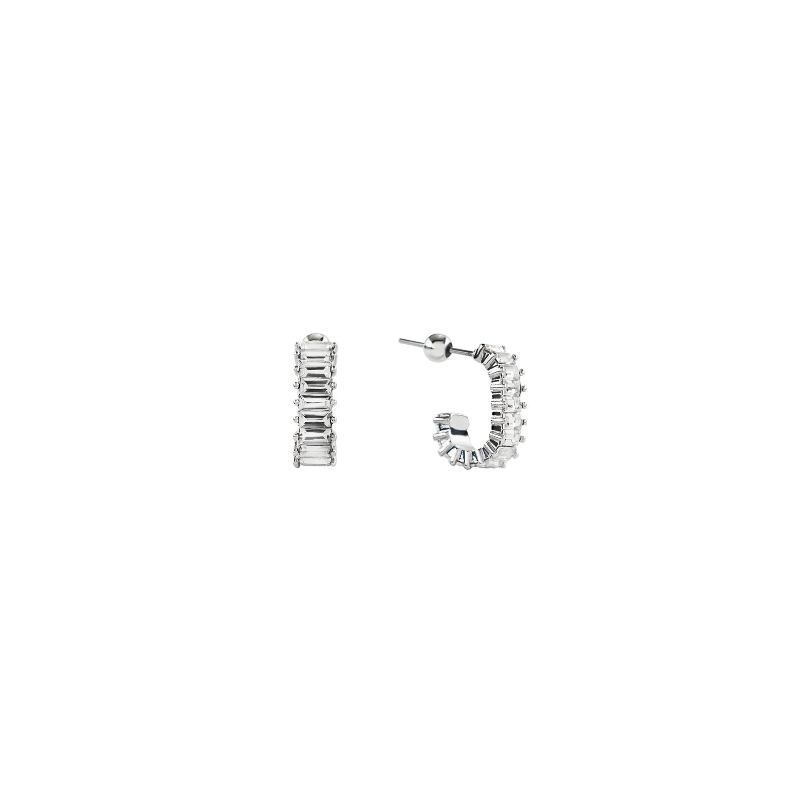 Silver Squared Diamond Hoops