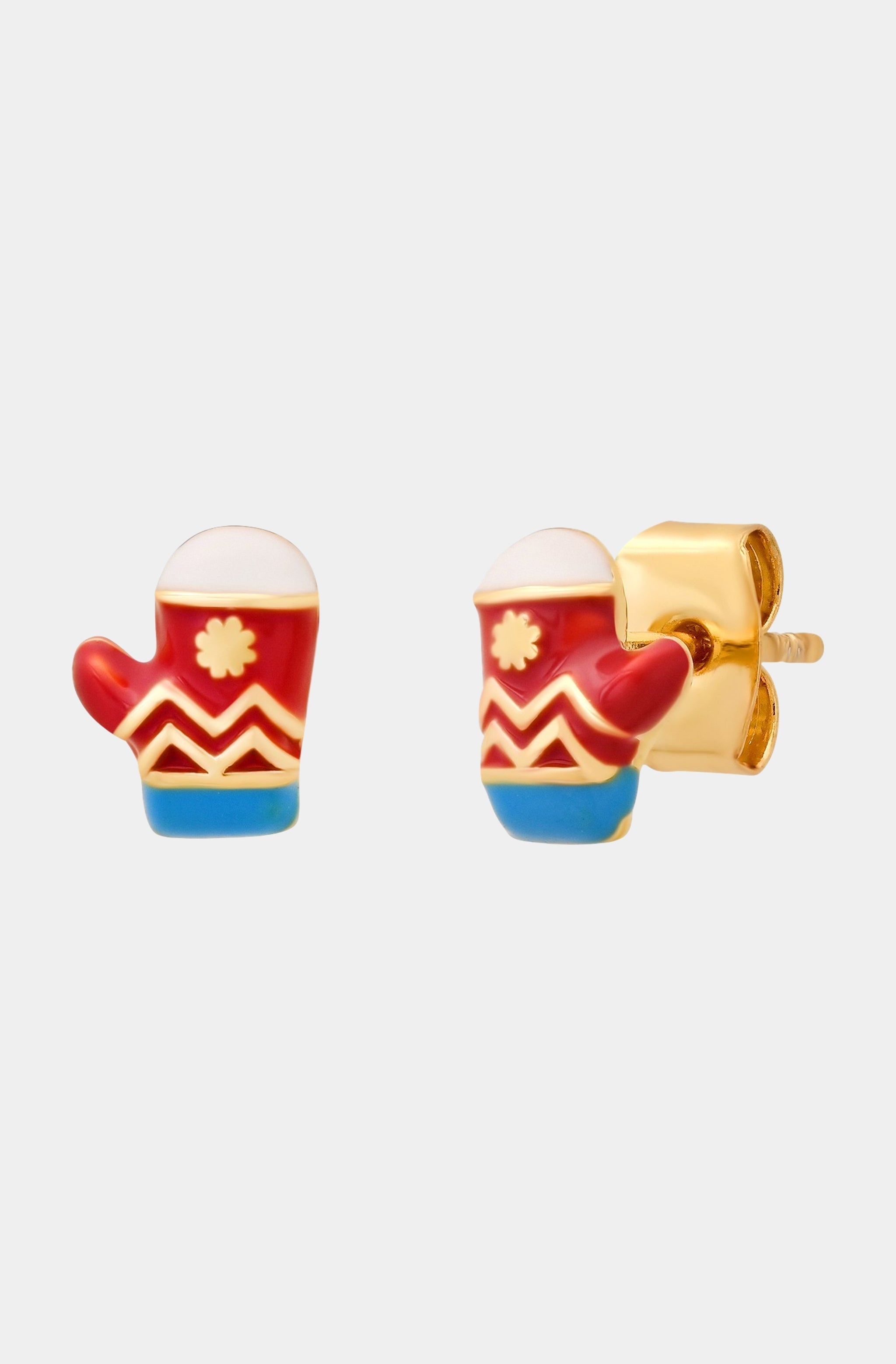 Holiday Mittens Enamel Studs