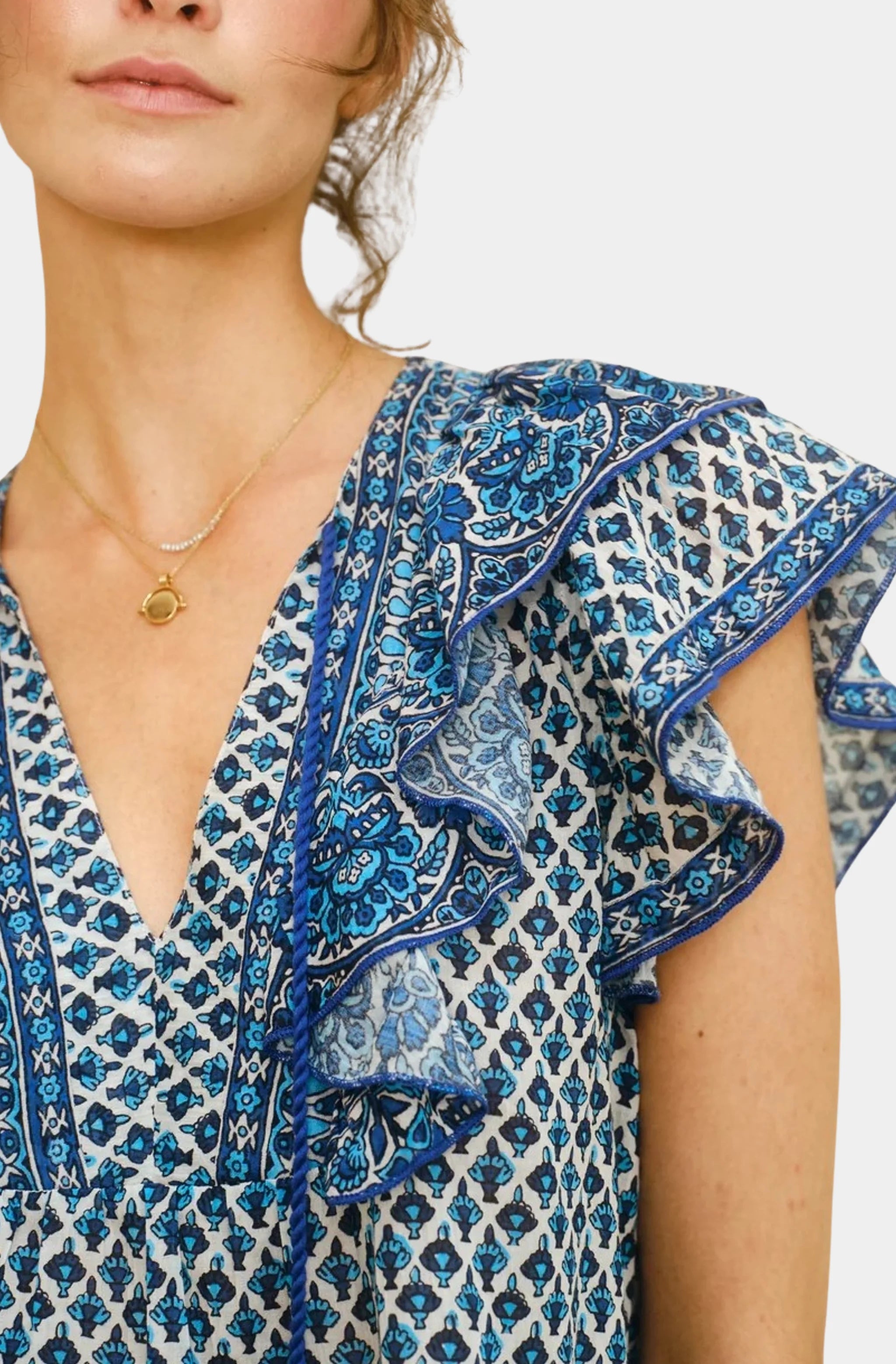 Viti Print Frill Top
