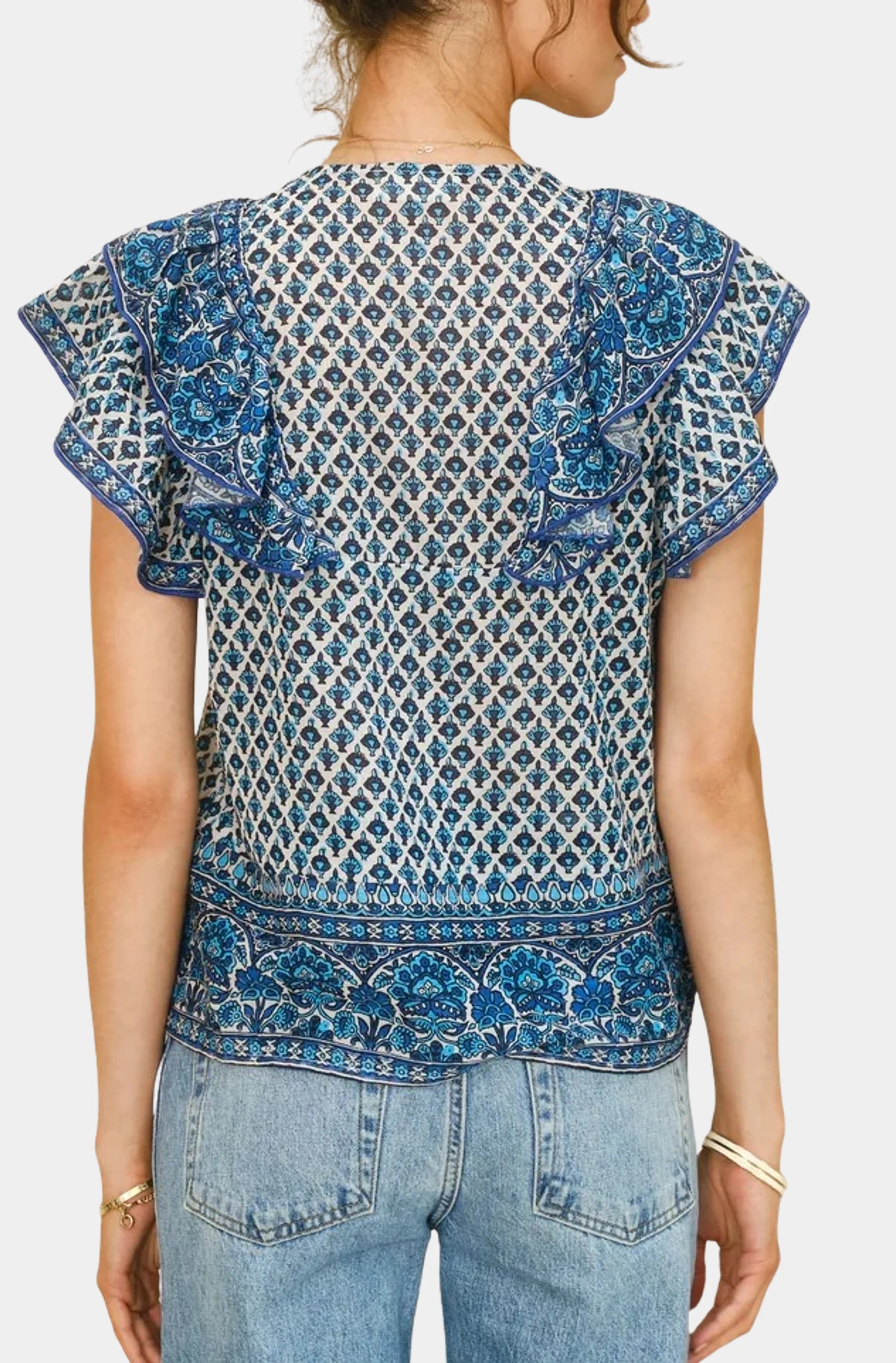 Viti Print Frill Top