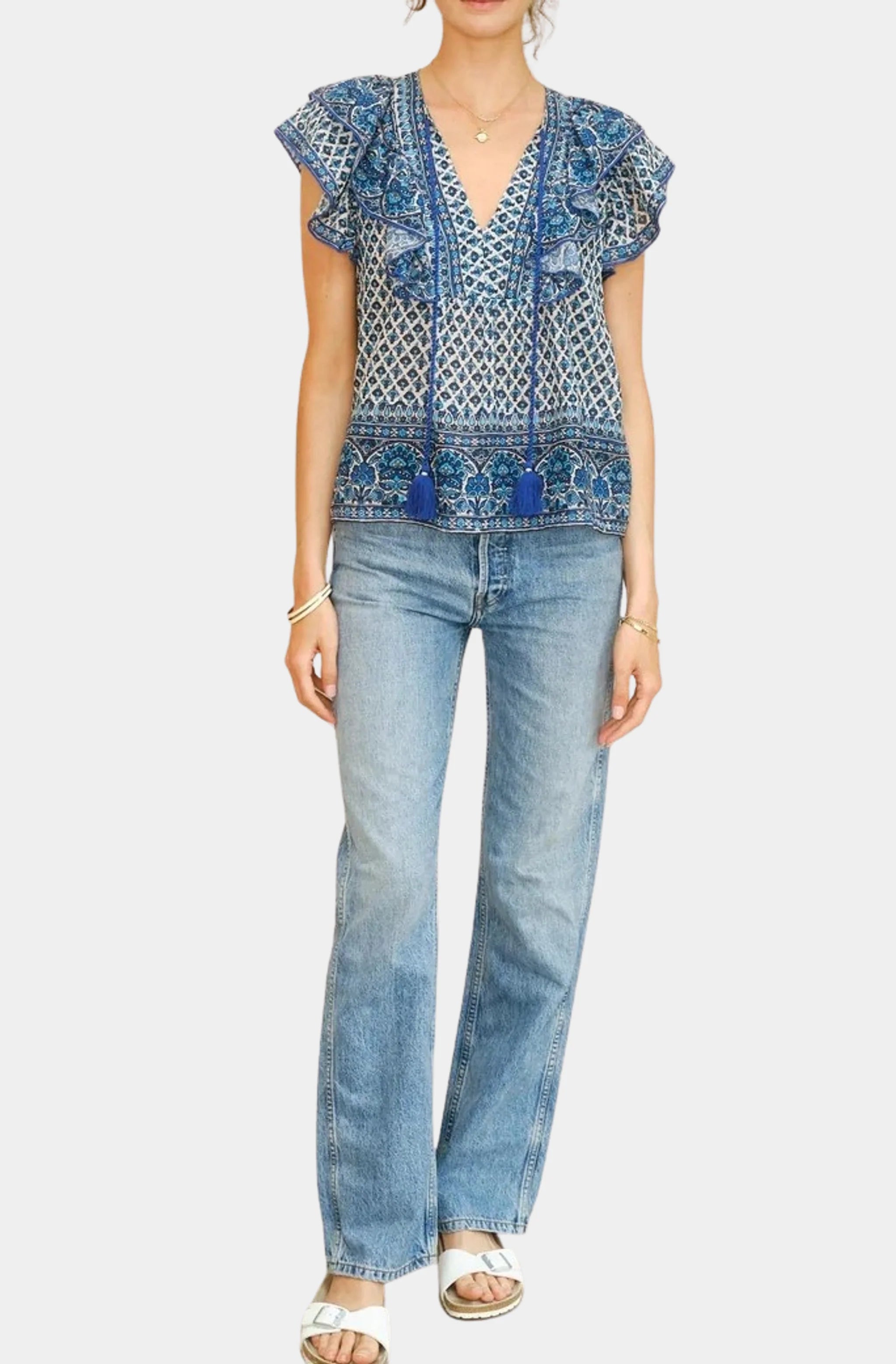 Viti Print Frill Top