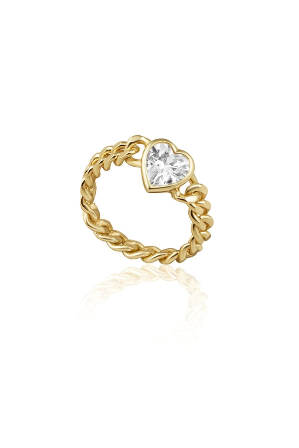 Heart Bezel Chain Ring