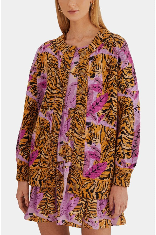 Tiger Leaves Knit Cardigan
