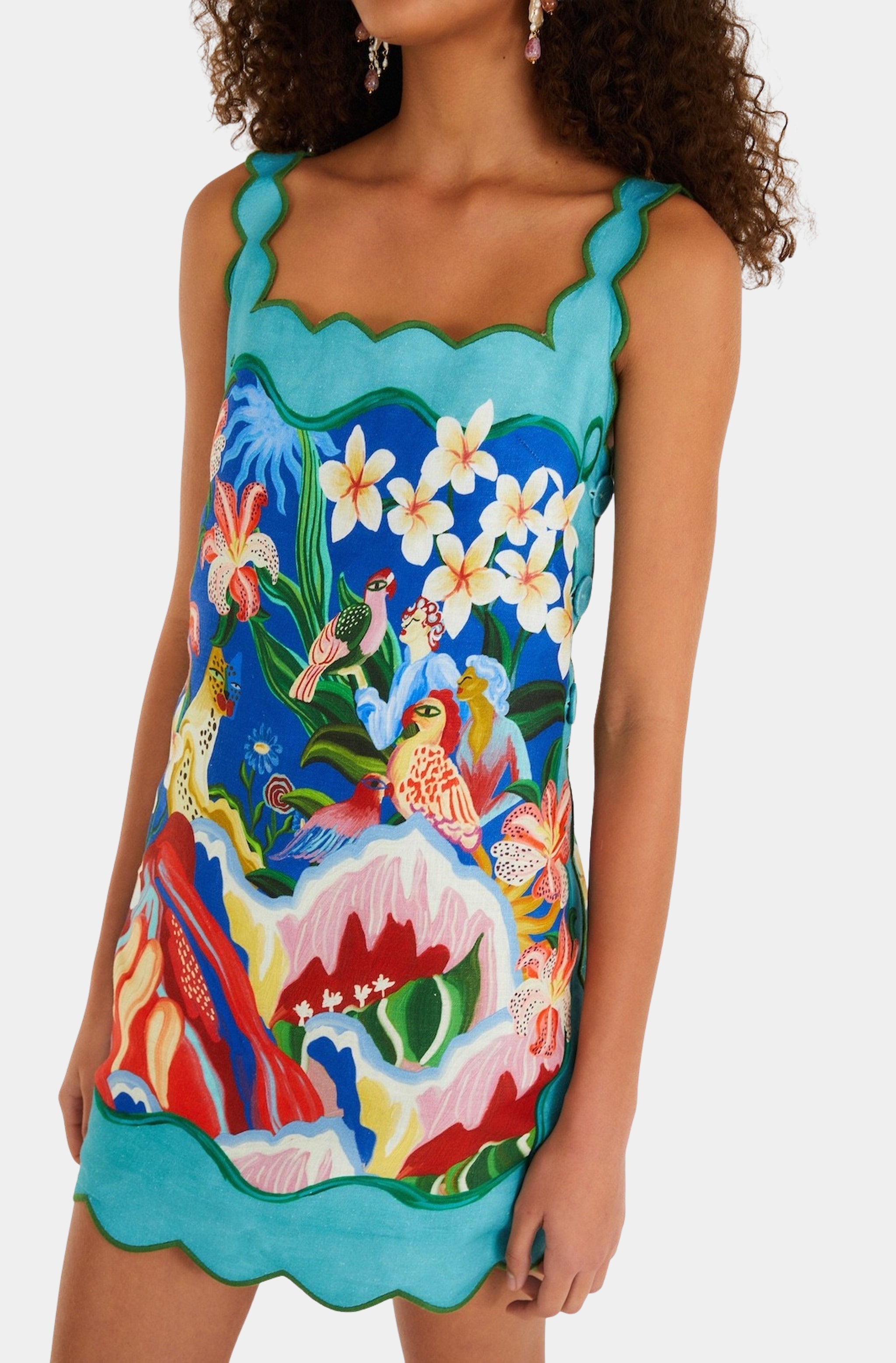 Garden Of Life Scarf Multicolor Sleeveless Mini Dress