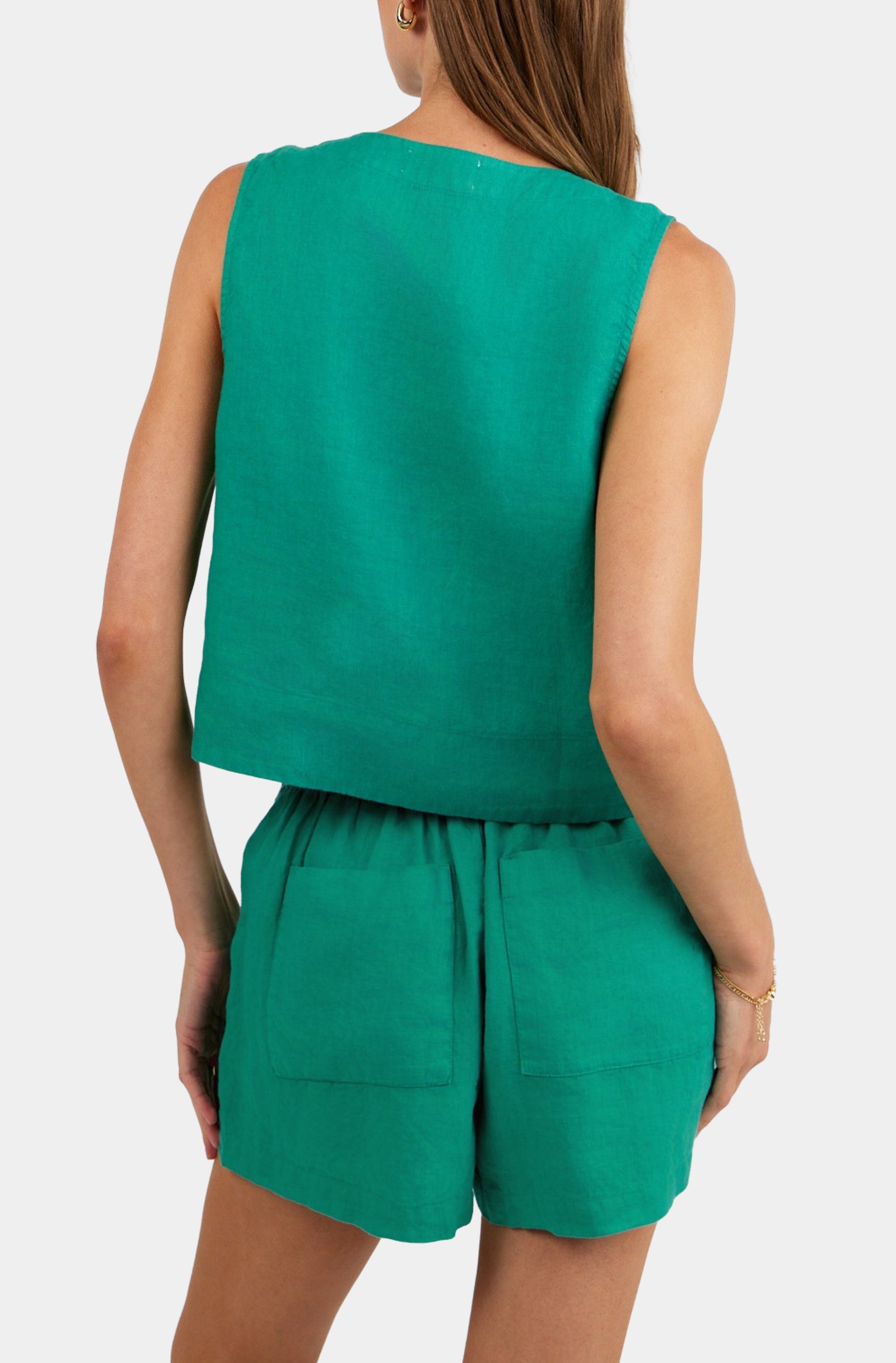 Sleeveless Half Placket Top