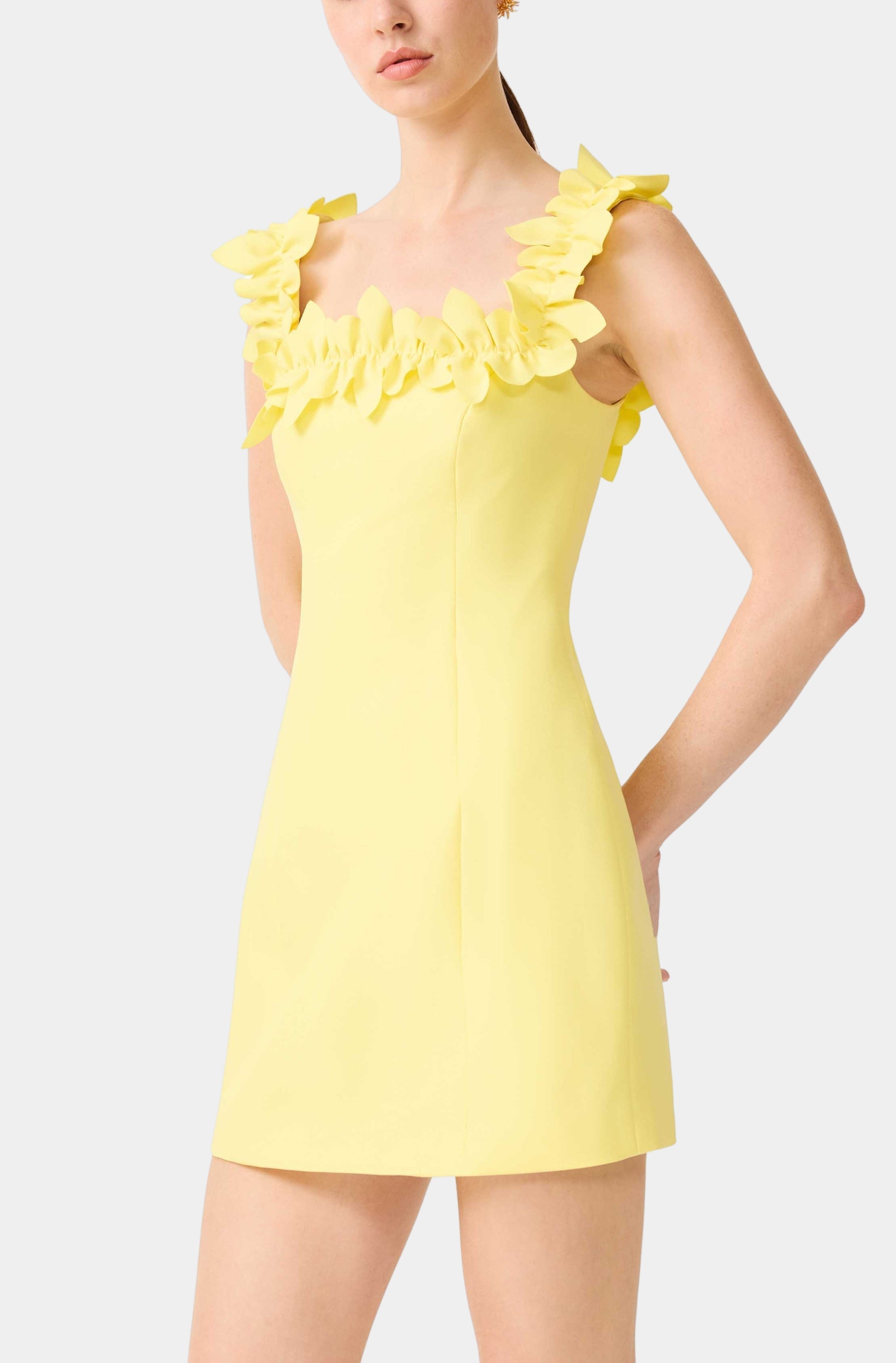 Cara Square Neck Mini Dress In Yellow