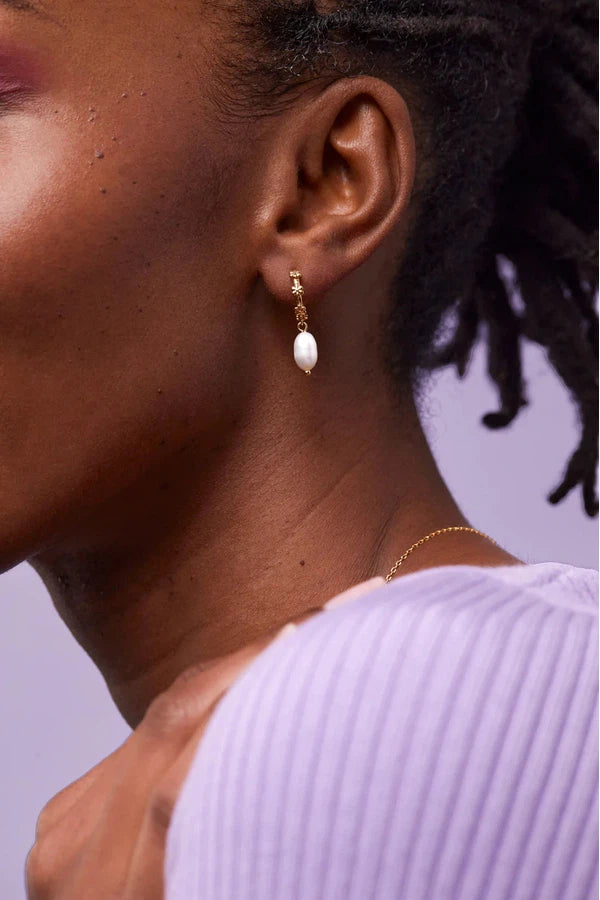 Mulit Flower Organic Pearl Drop Earrings