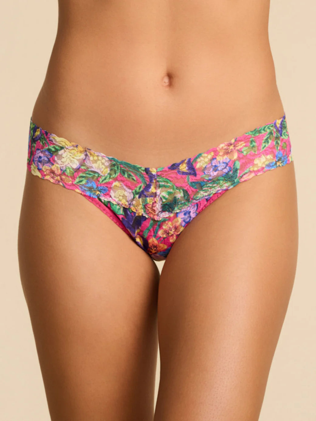 Printed Signature Lace Low Rise Thong