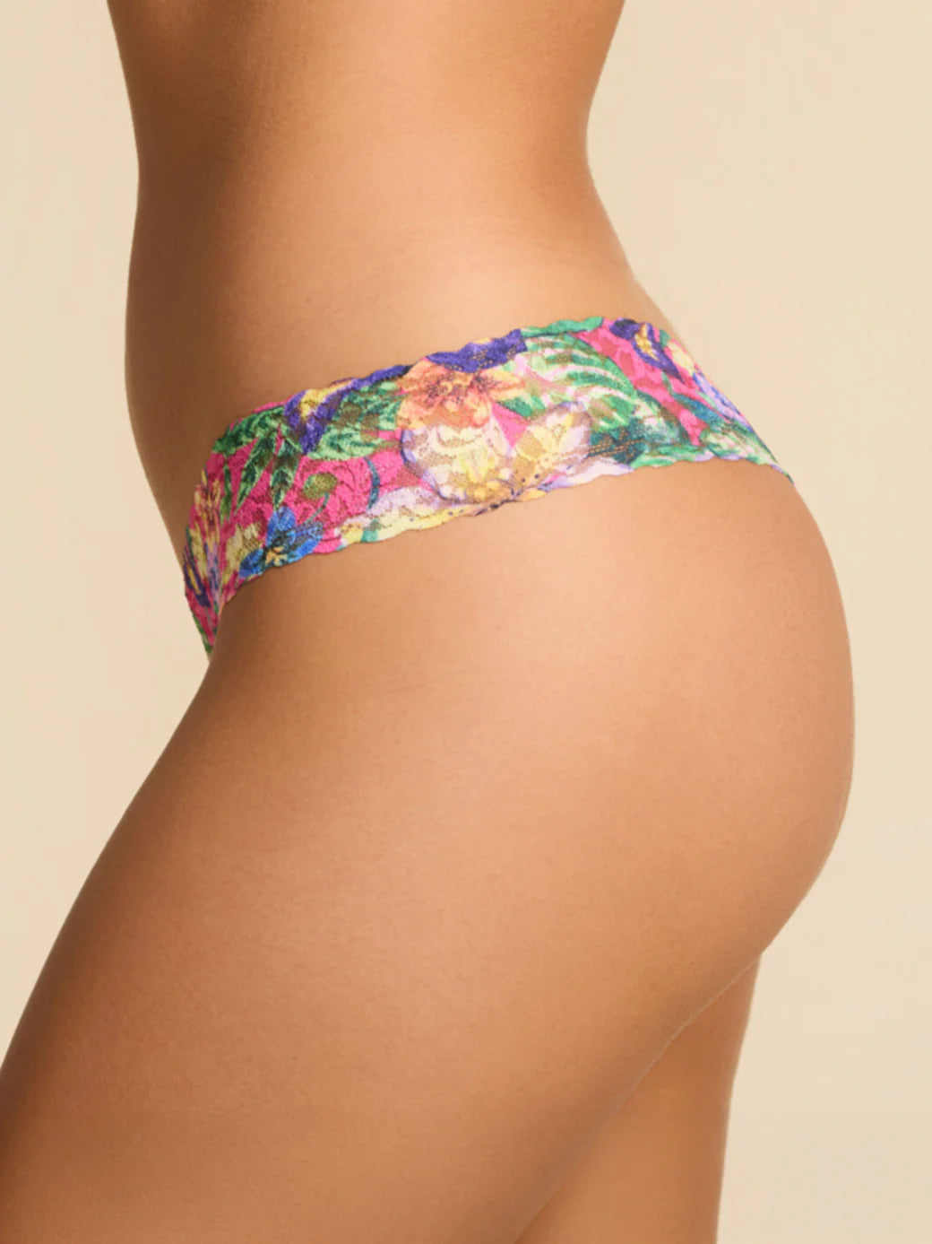 Printed Signature Lace Low Rise Thong