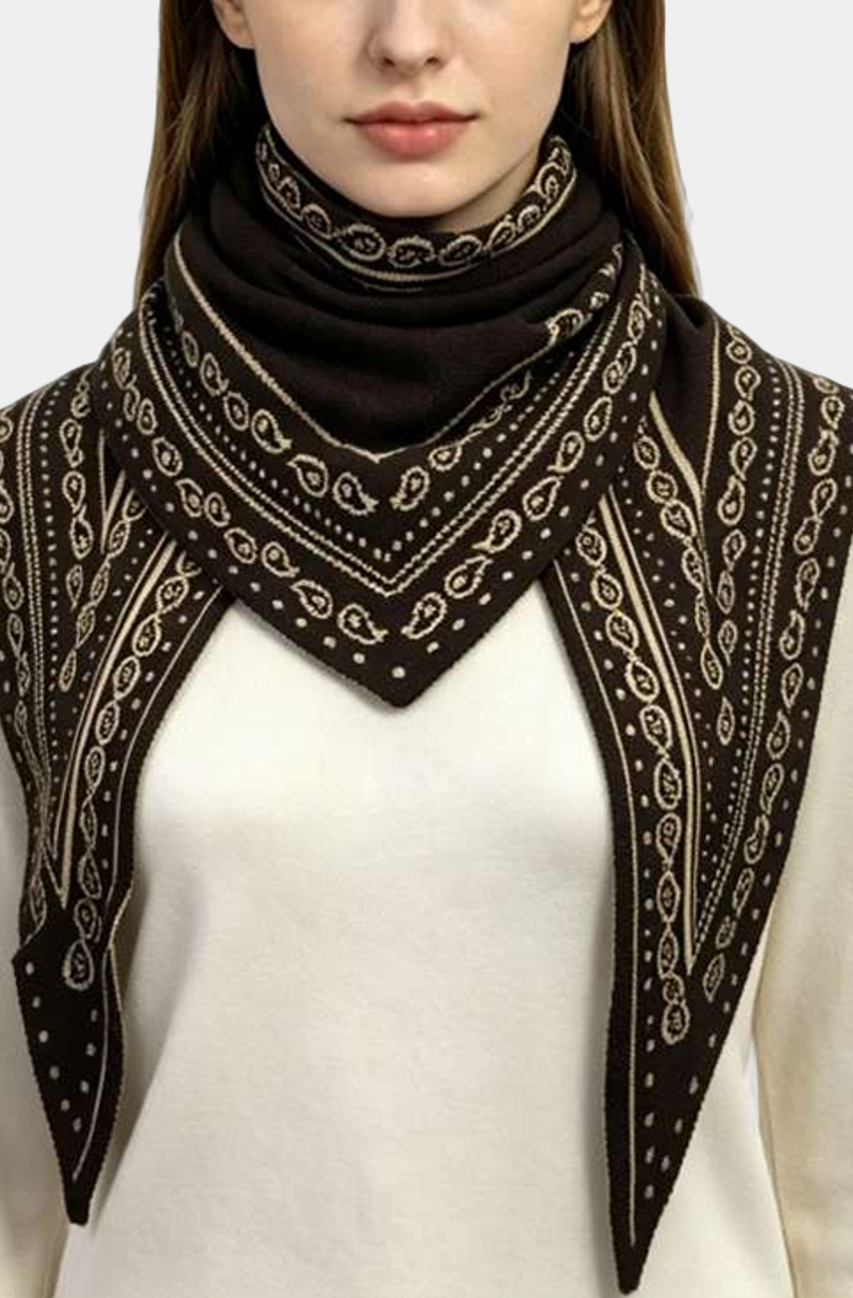 LVSC-292 Brown scarf on light gray background
