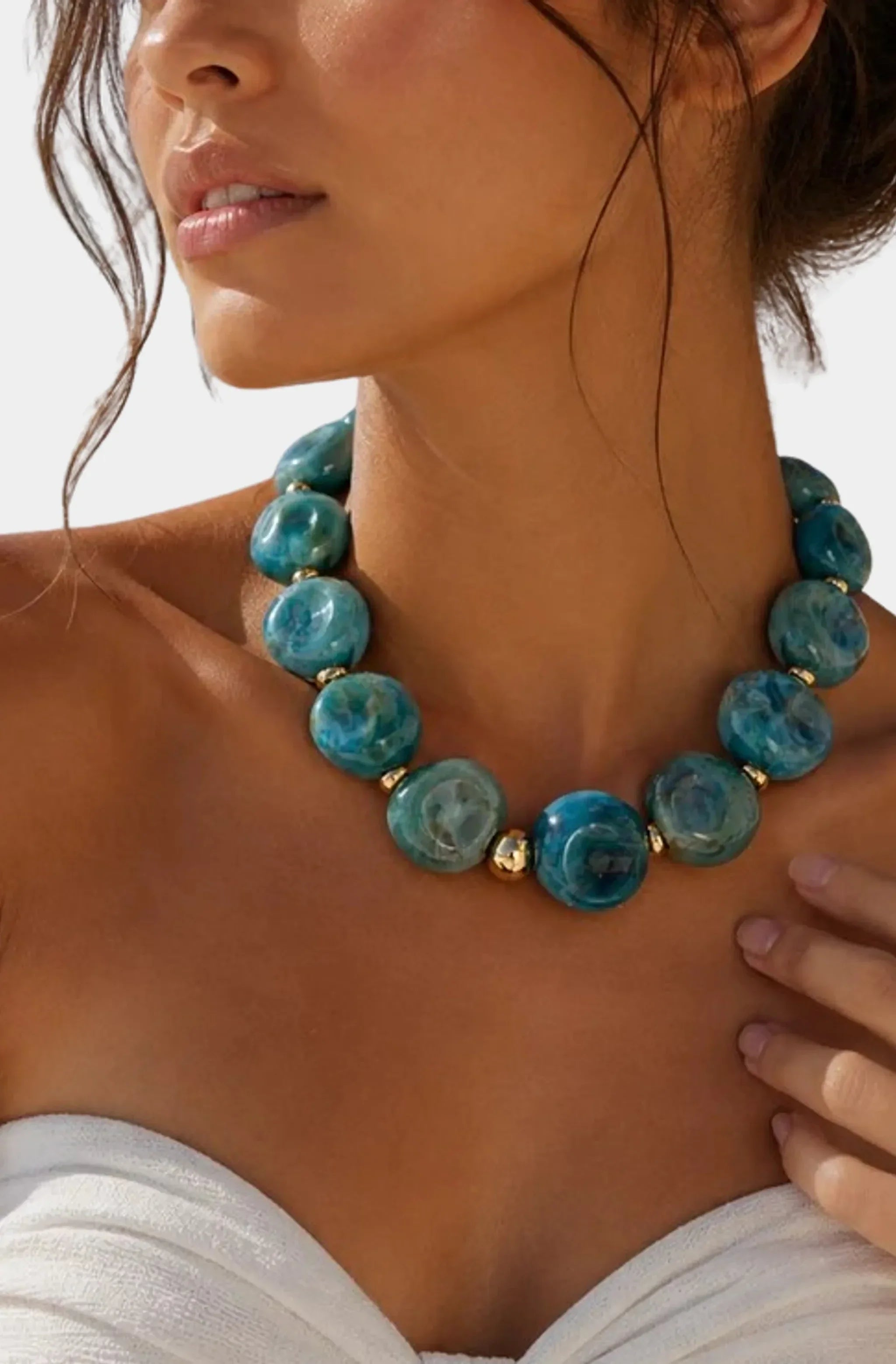 Bahama Blue Beaded Necklace
