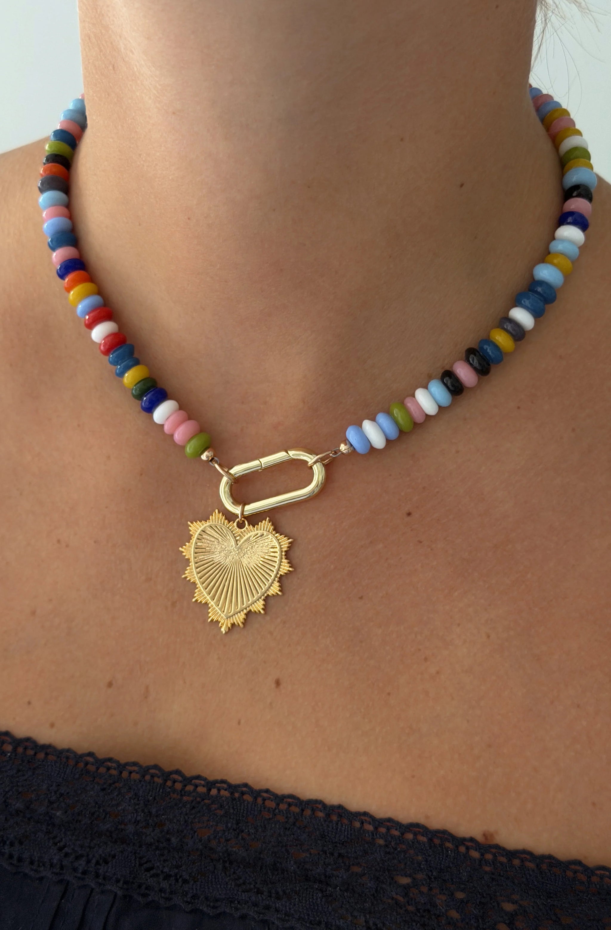 Rainbow Beaded Toggle Necklace