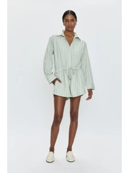 アメリ　STRIPE SHIRT ROMPERS Mサイズ STRIPE SHIRT ROMPERS（つなぎ/オールインワン）｜Ameri（アメリ）の