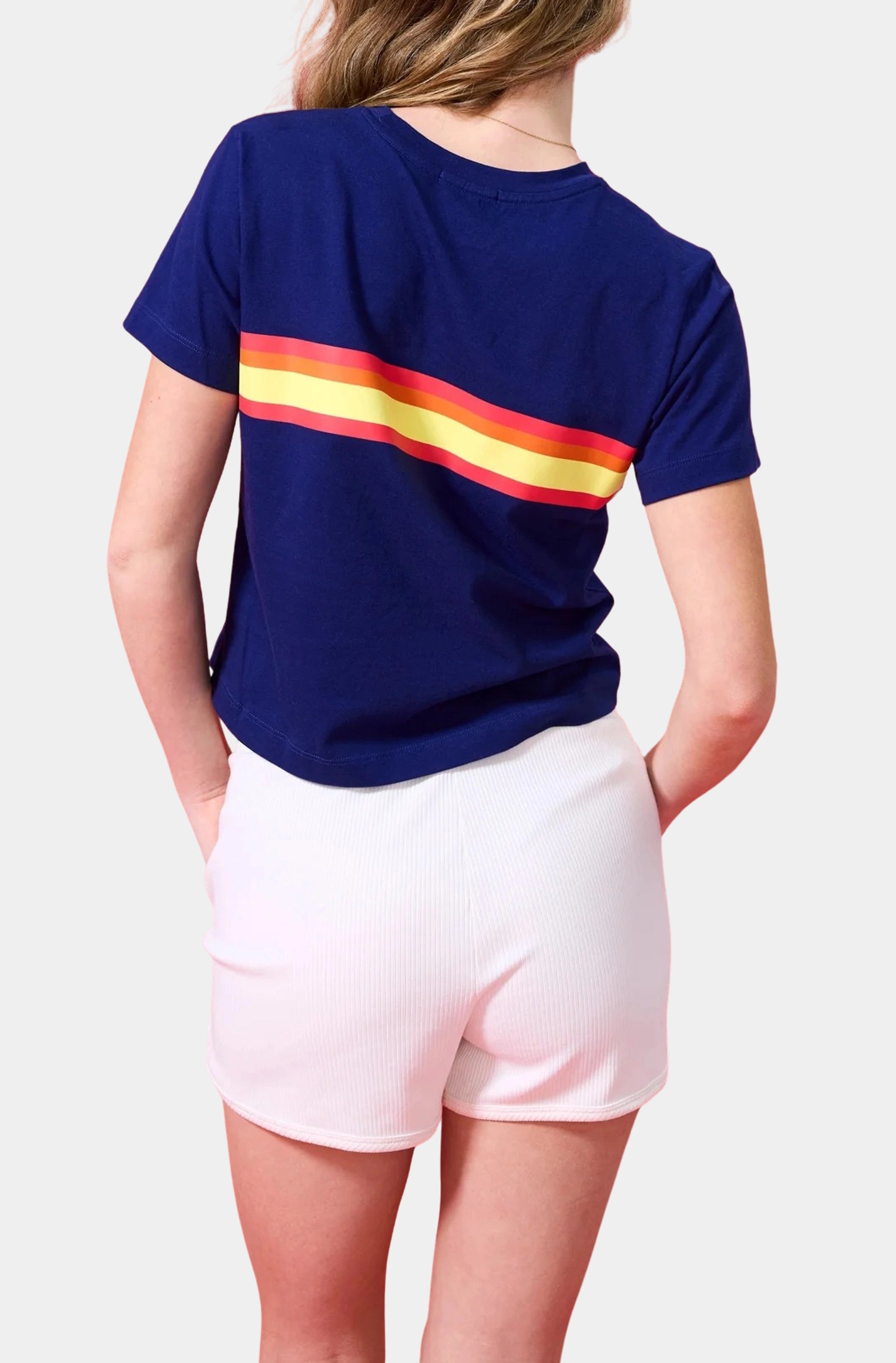 Astros Navy Stripe Logo Tee