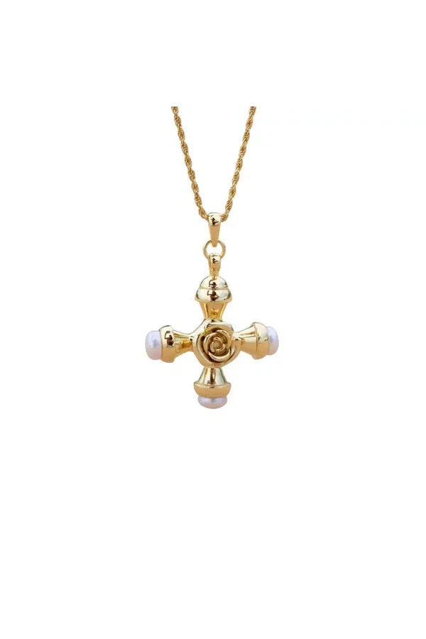 Pearl Rose Pendant Necklace