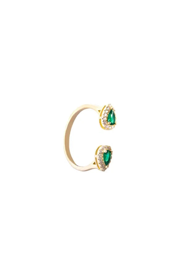 Open Emerald Pavé Ring