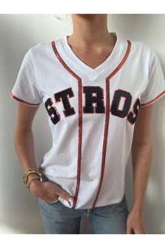 MLB Houston Astros Juniors Spiral V-Neck Tie-Dye T-Shirt