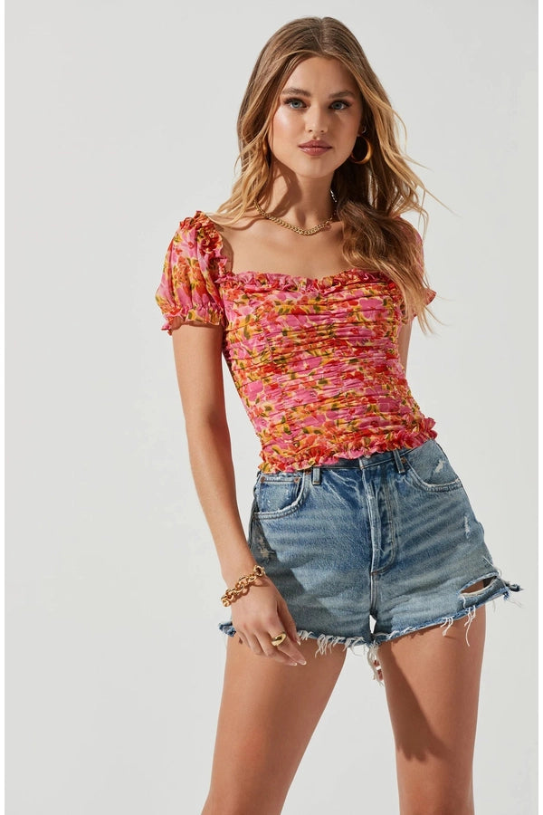 Helena Floral Ruched Top